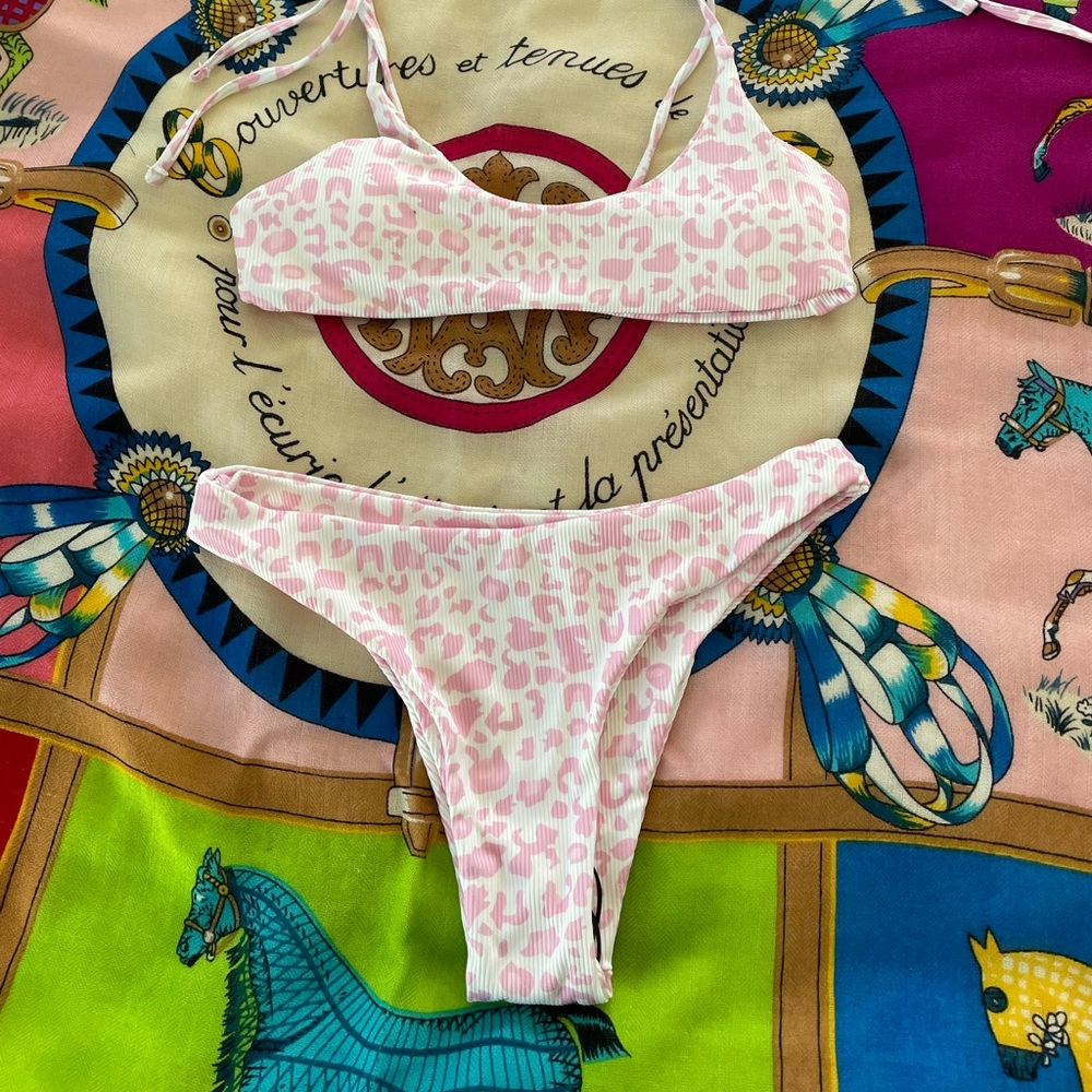 Animal print leopard 2 piece swim suit